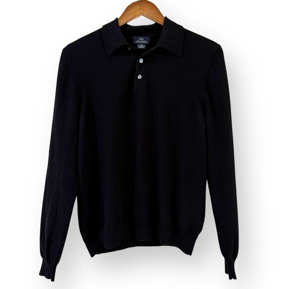 Brooks Brothers Extra Fine Italian Merino Wool Polo Sweater Mens Medium Black - Picture 1 of 9